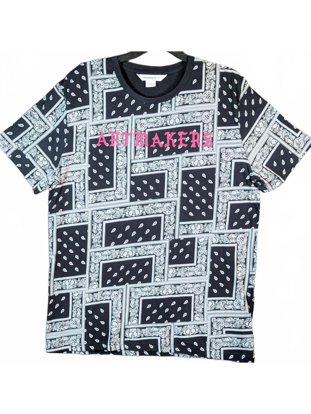 Eleven Paris NWT XL Artmakers Geometric Bandana Graphic T-Shirt Black 22.5x30